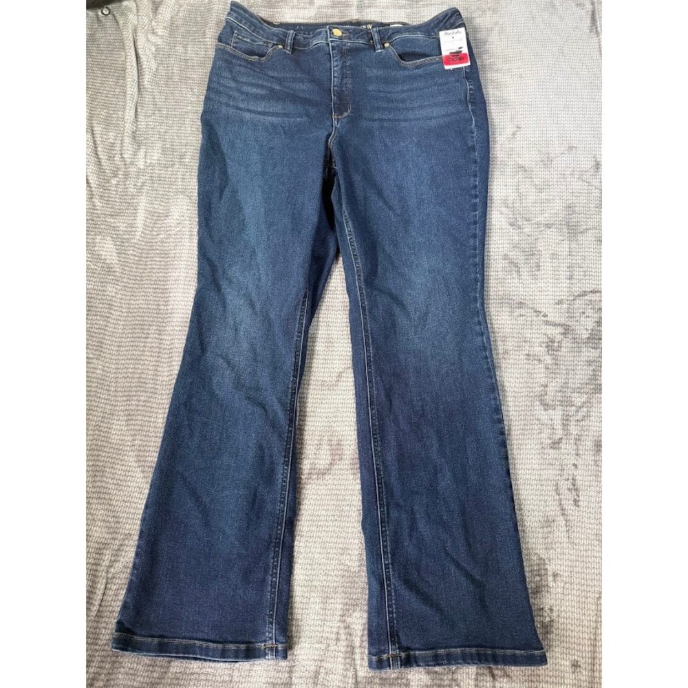 Anne Klien AK High Rise Bootleg Jeans Dark Wash Blue Denim High Rise‎ 34X30.